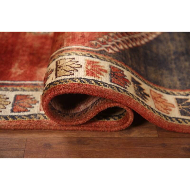 Hand Knotted Oriental 100% Wool Carpet Traditional Medallion Red Shiraz Area Rug - 6' 3'' X 3' 11''