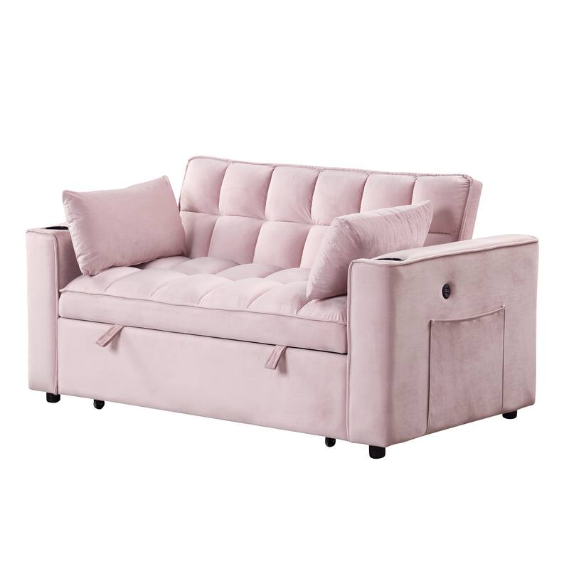 4-in-1 Modern Sofa Bed with USB Charging and Cup Holder, Perfect for Apartments