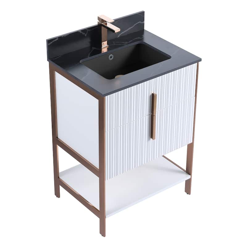 Fine Fixtures Serenity Modern Bathroom Vanity with Black Sintered Stone Top