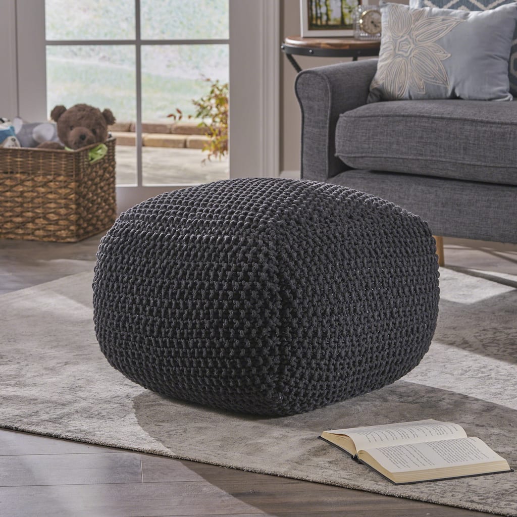 Dark Grey 20.5" Cotton Foot Stool