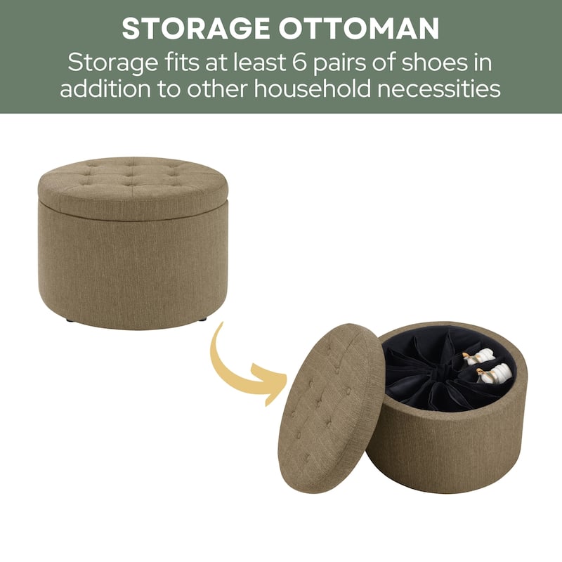Convenience Concepts Designs4Comfort Round Shoe Storage Ottoman