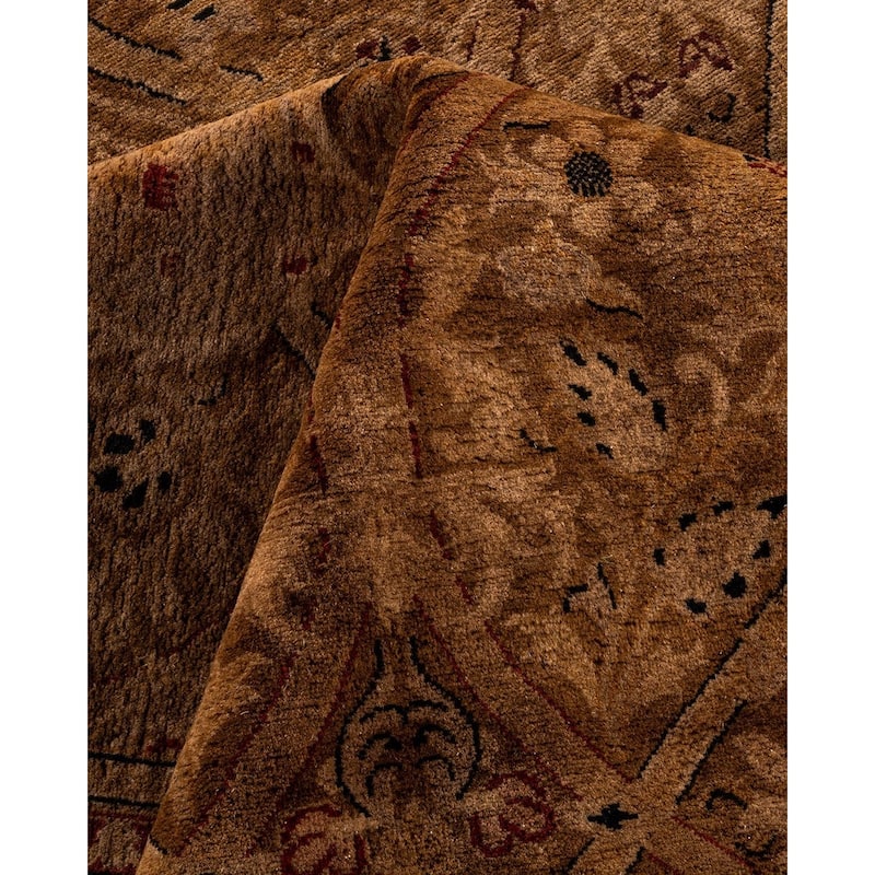 Overton Hand Knotted Wool Vintage Inspired Modern Contemporary Overdyed Brown Area Rug - 8' 2" x 10' 2"