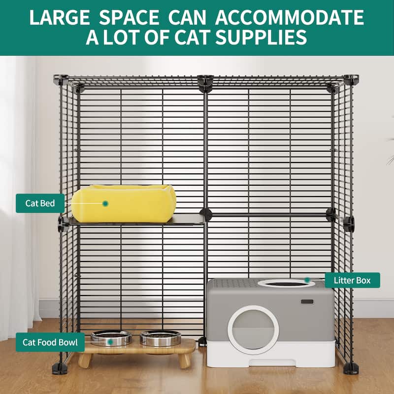 Moasis Reinforced 2-layer Metal Pet Cage with Doors, Ladder