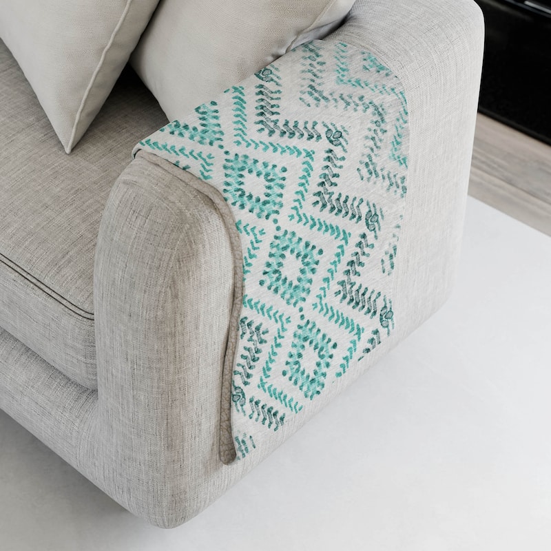 Premium Machine Washable Boho Global Sherpa Throw Blanket - Teal - 4'2" x 5'10"