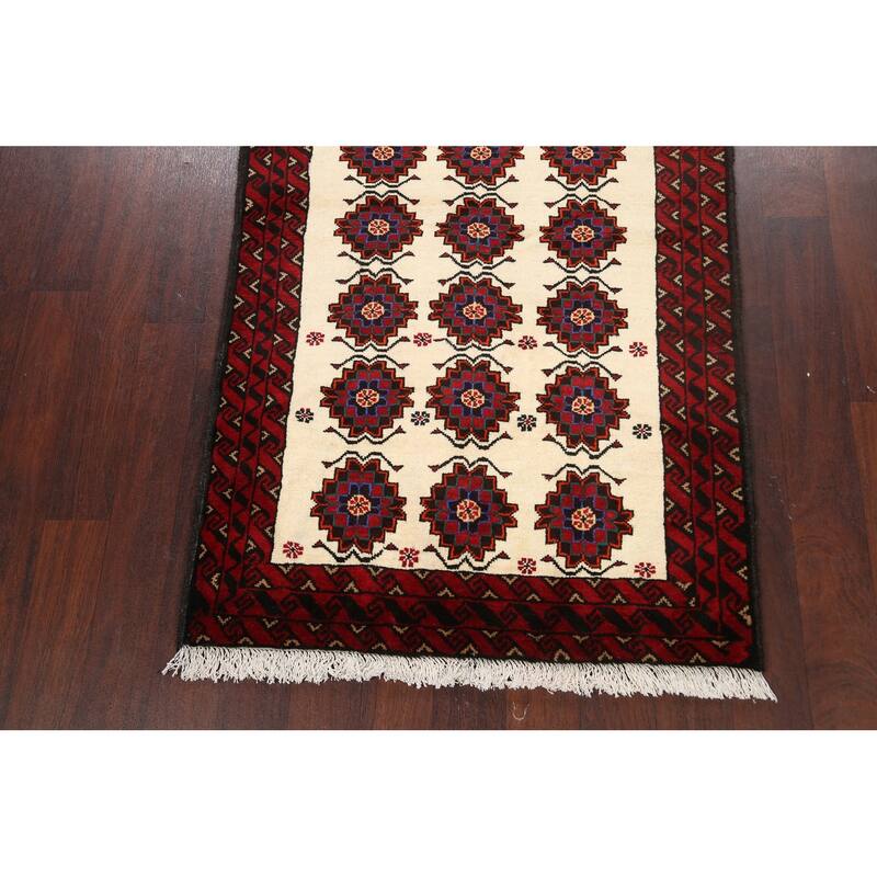 Traditional Geometric Balouch Persian Area Rug Wool Hand-knotted - 3'5" x 6'1"