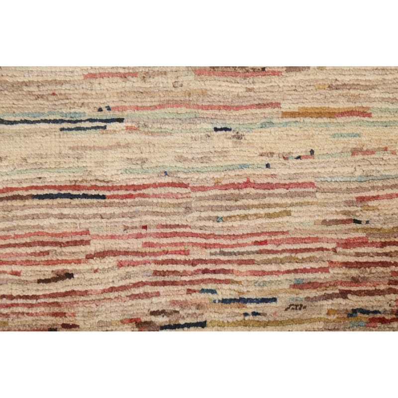 Modern Striped Gabbeh Kashkoli Area Rug Wool Hand-knotted Foyer Carpet - 2'10" x 3'10"