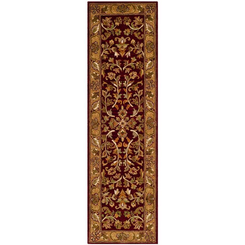 SAFAVIEH Handmade Heritage Gullu Traditional Oriental Wool Rug - 2'3" x 10' Runner - Red/Gold