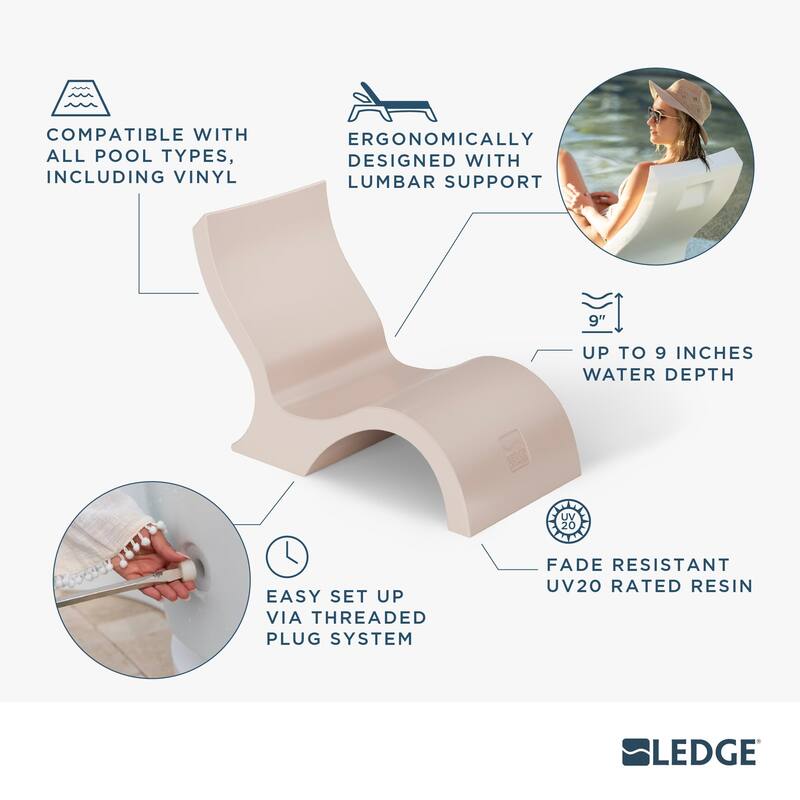 Ledge Lounger - Signature Lowback Chair - for in-Pool or On-Deck Use - Water Depths 0-9" - Set of 2