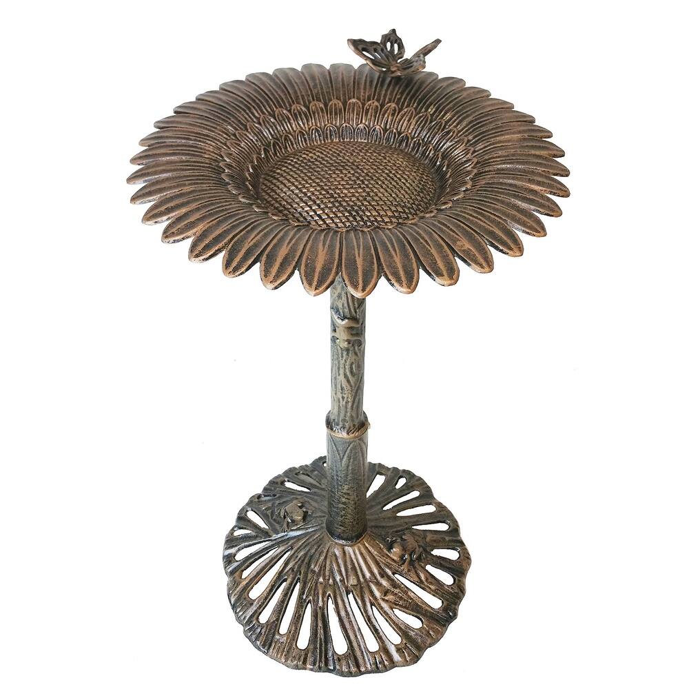 Premium Butterfly Sunflower Bird Bath