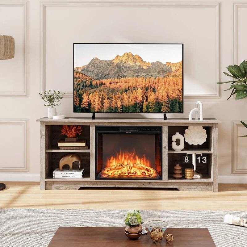 70" 2-Tier TV Stand Entertainment Media Console Center Up to 75" Grey - 73 inches