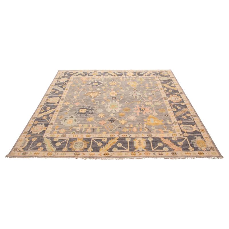ECARPETGALLERY Hand-knotted Modern Oushak Grey Wool Rug - 10' 2" x 10' 2"