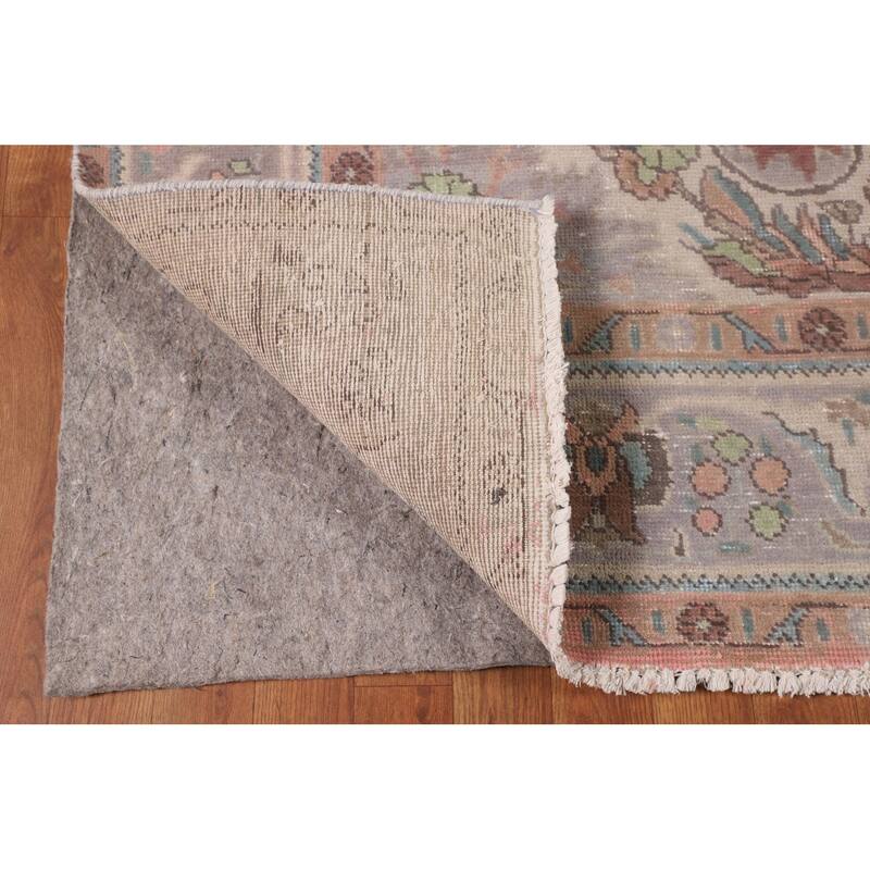 Vintage Tabriz Persian Vintage Area Rug Handmade Brown Wool Carpet - 6'8"x 10'0"
