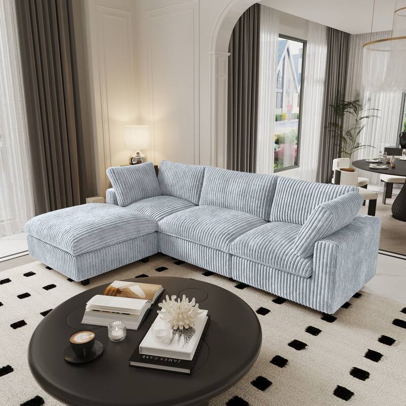 Oversized Deep Plush Cloud Sofa Couch, Modular Sectional Sofa with Ottoman