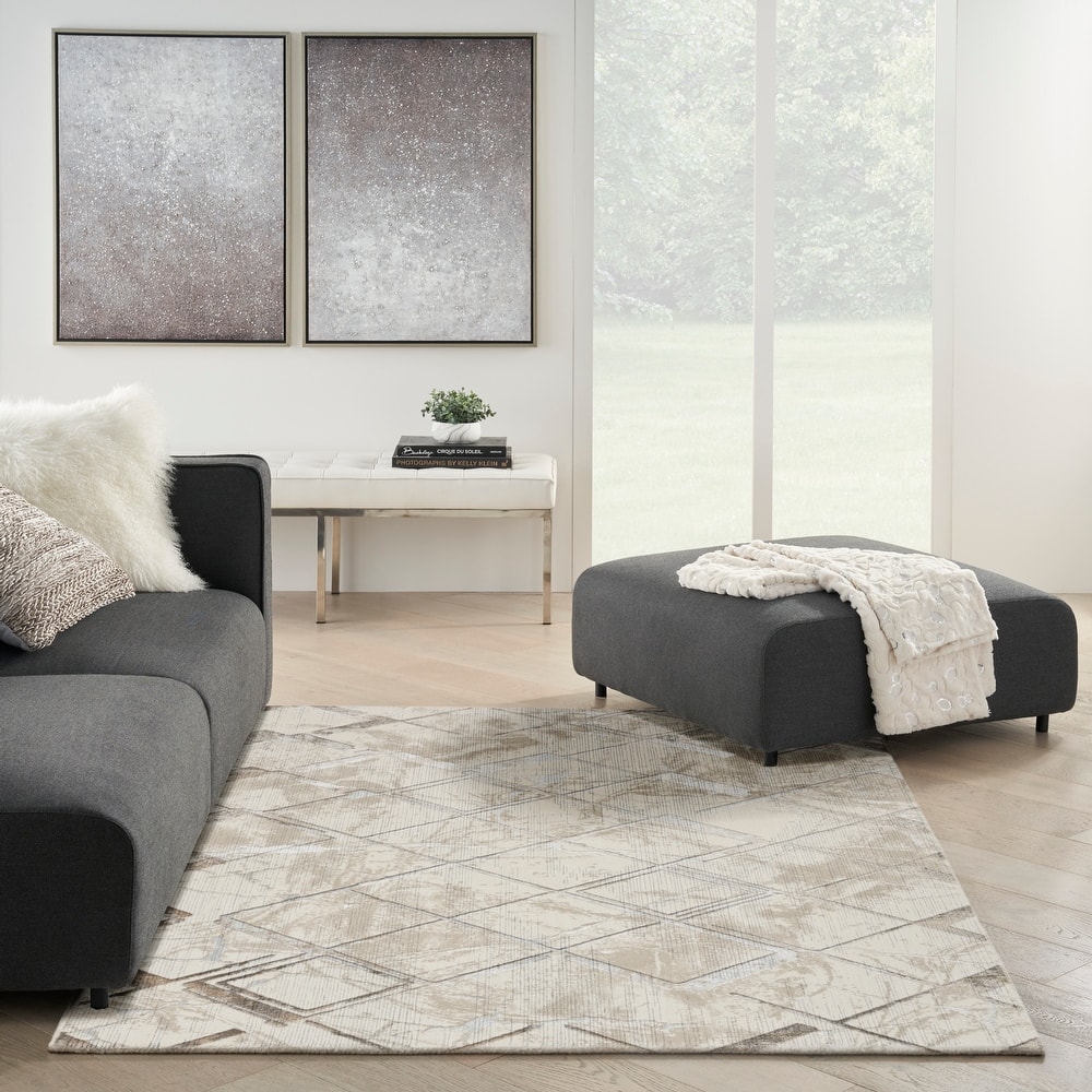 Nourison Glam Indoor Grey Geometric Area Rug