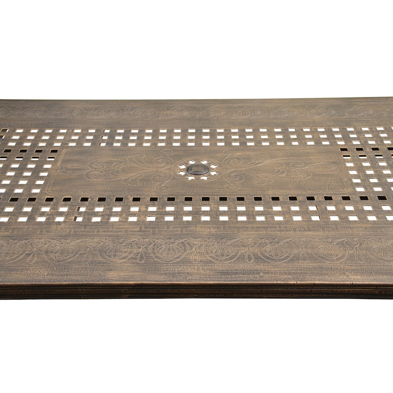 Modern Outdoor Mesh Aluminum 95-in Rectangle Large Patio Dining Table