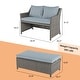 preview thumbnail 2 of 10, Outdoor 2-piece Cushioned Sofa and Storage Ottoman Wicker Loveseat
