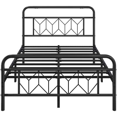 Yaheetech Metal Bed Frame with Diamond Pattern Headboard