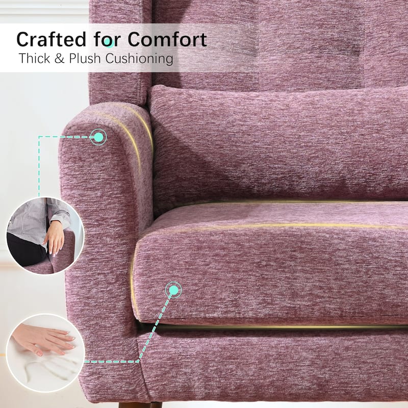 Reception Chair Purple Side Chair Padded Chair Office Chair Lobby Chair with Wood Legs, Corner Chair Leisure Chair