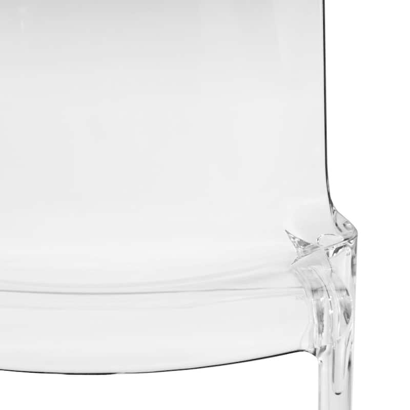 Stackable Plastic Dining Chair Set of 2 Modern Full Back Acrylic Transparent Side Chair