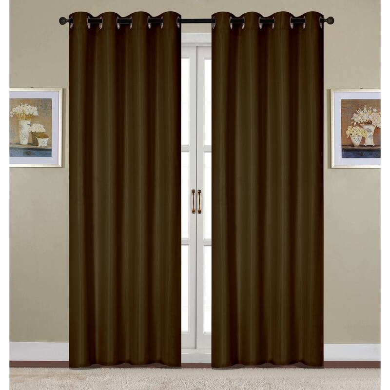 RT Designer Collection Kennedy 84-inch Grommet Curtain Panel - Chocolate