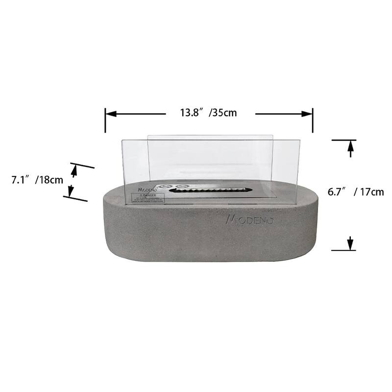 Envelor Indoor Outdoor Concrete Bioethanol Tabletop Fireplace Table Top Firepit Outdoor Patio Fire Place
