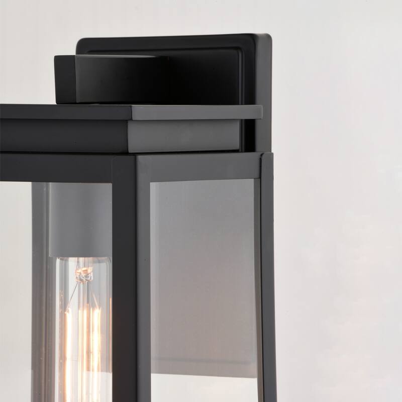 VAXCEL Uptown 1-Light Matte Black Transitional Outdoor Wall Sconce made of Durable Metal, Clear Glass Shade, LED Compatible