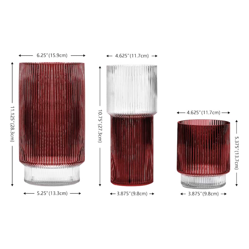 SAFAVIEH Home Zinc Fluted Glass Vase Set of 3