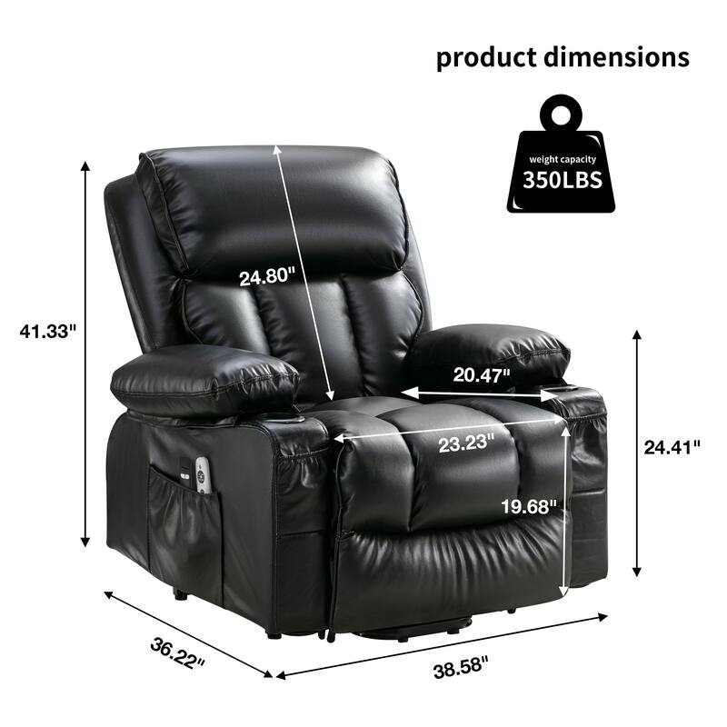 Large Power Lift Recliner Chair with Heat & 8‑Point Massage