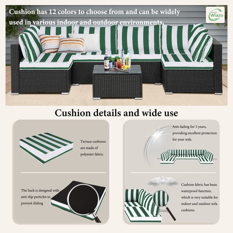 14pcs Outdoor Couch Cushions,4" Waterproof Sectional Rattan Conversation Set Cushions(Only Cushions+Covers,No Sofa) - 14PCS
