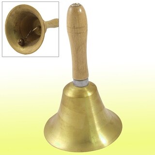 Hand Ooperated Metal Wooden Handle School Gold Tone Bell - Beige,Gold ...