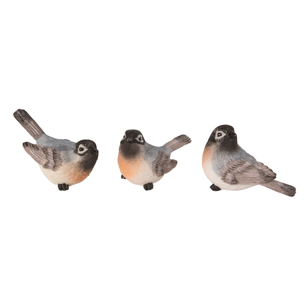 Transpac Medium Blue & Peach Bird Set of 3 Spring Home Decorations