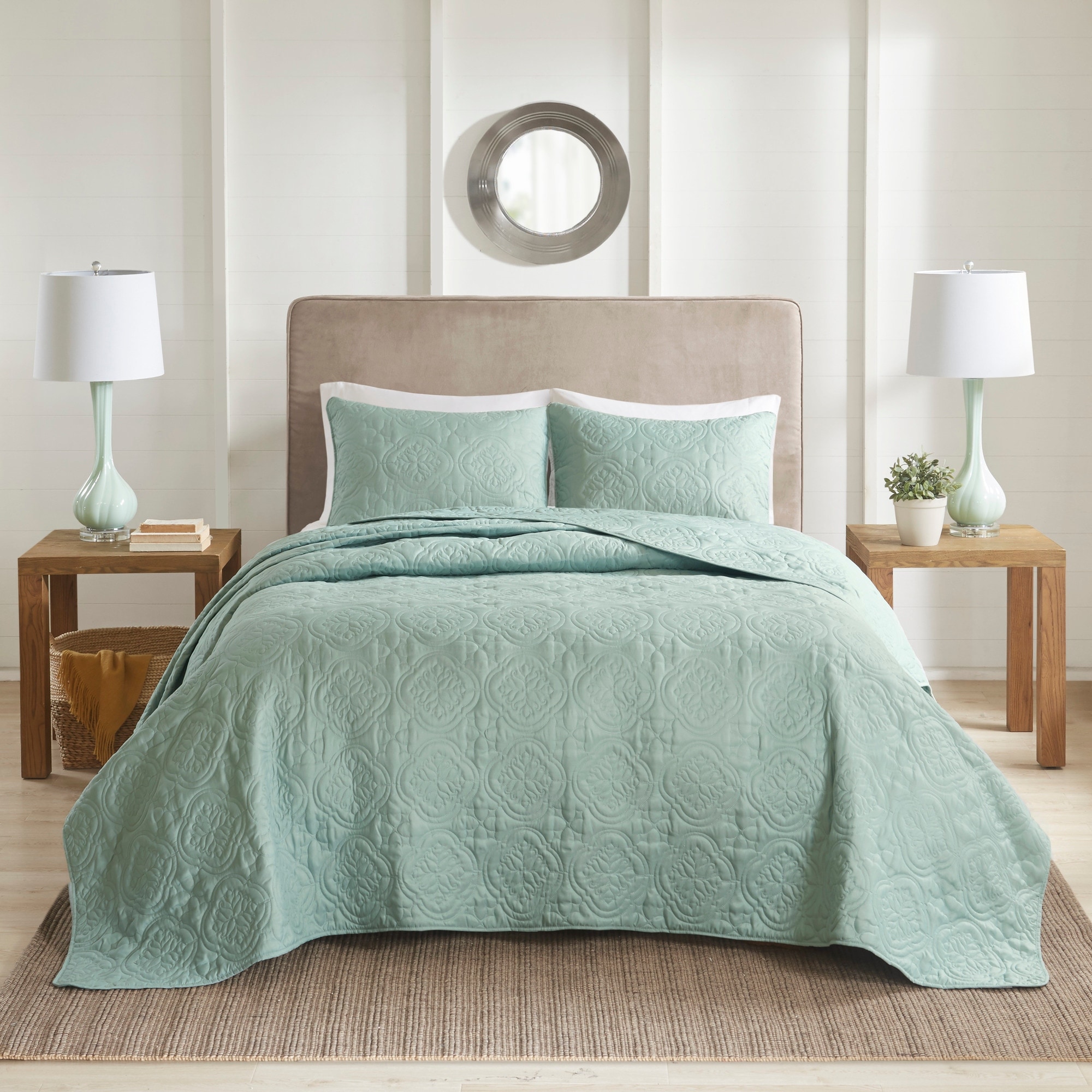 510 Design Oakley Oversized Solid Texture 3 Piece Reversible Bedspread Set