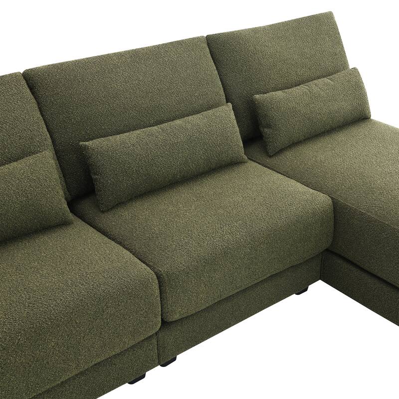 120" L-Shaped 4 Seater Sectional Sofa with Reversible Chaise and 4 Waist Pillow, Armless Design for Space-Saving Comfort