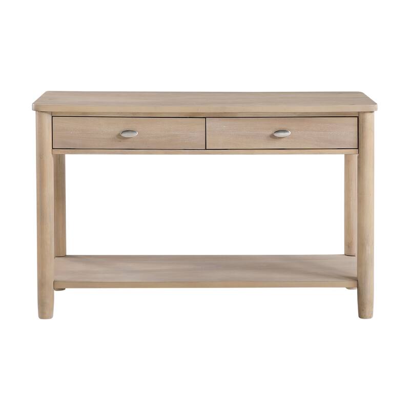 1pc Sofa Table with Two Drawer and Open Shelf Wooden
