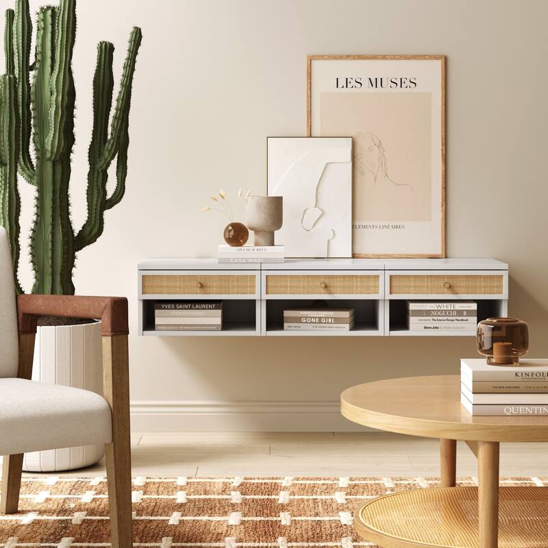 Nathan James Jackson Modern Floating Bedroom Nightstand with Storage Drawer and Open Shelf Cubby
