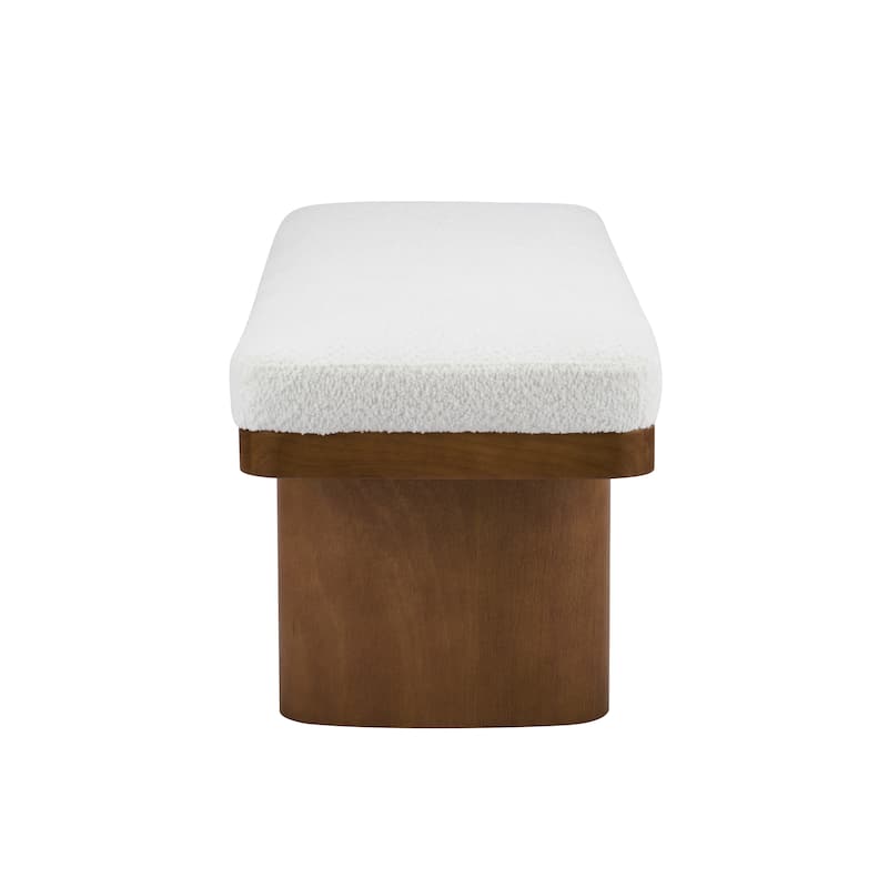 Christopher Knight Home - Monteria Modern 55.12" Upholstered Bench with Sculptural Cylindrical Wooden Leg & Padded Seat