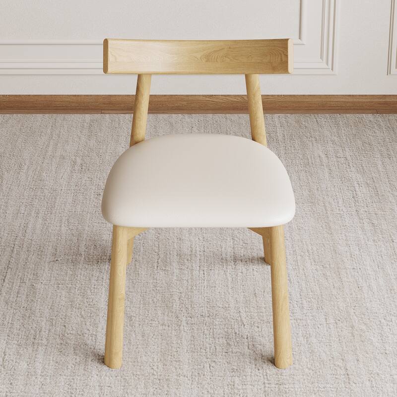 Roomfitters Set of 2 Modern Dining Chairs, Ergonomic Armless Kitchen Chairs with Curved Backrest and Leather Cushions