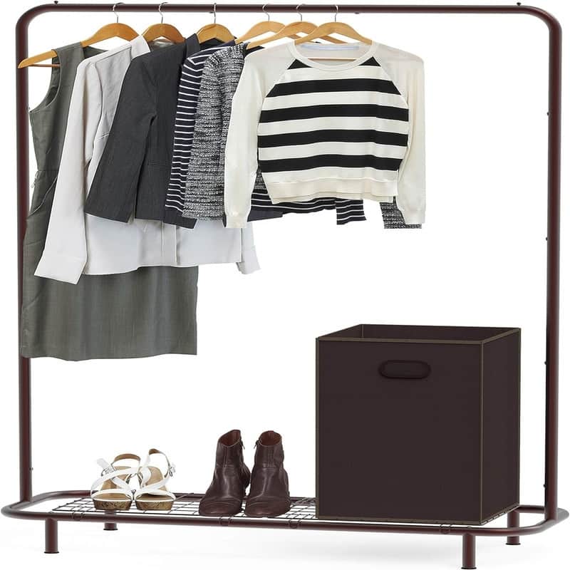 Clothing Rack with Industrial Pipe and Bottom Shelves - 17"D x 42.75"W x 64"H