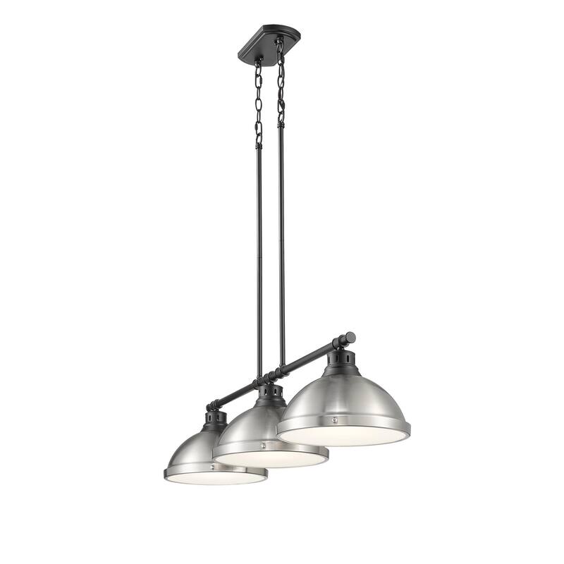 Yep by Golden Lighting Duncan 3-light Island Light in Matte Black and Pewter shade