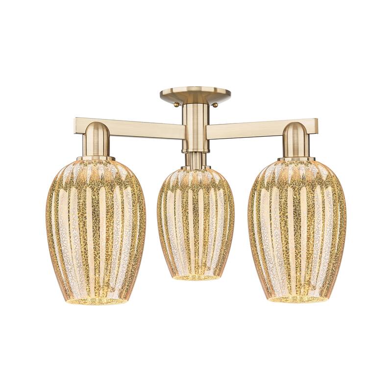 Innovations Lighting Downtown Urban - Preston - 3 Light 24" Flute Shade Semi-Flush Mount