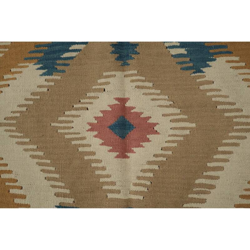 Hand Woven Oriental 100% Wool Carpet Southwestern Tribal Greys & Charcoal Kilim Area Rug - 6' 10'' X 4' 8''