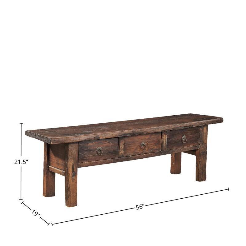 Furniture Classics Antique Coffee Wood Bench