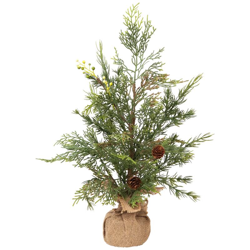 Berries and Pinecones with Burlap Base Artificial Christmas Tree - 20" - Unlit