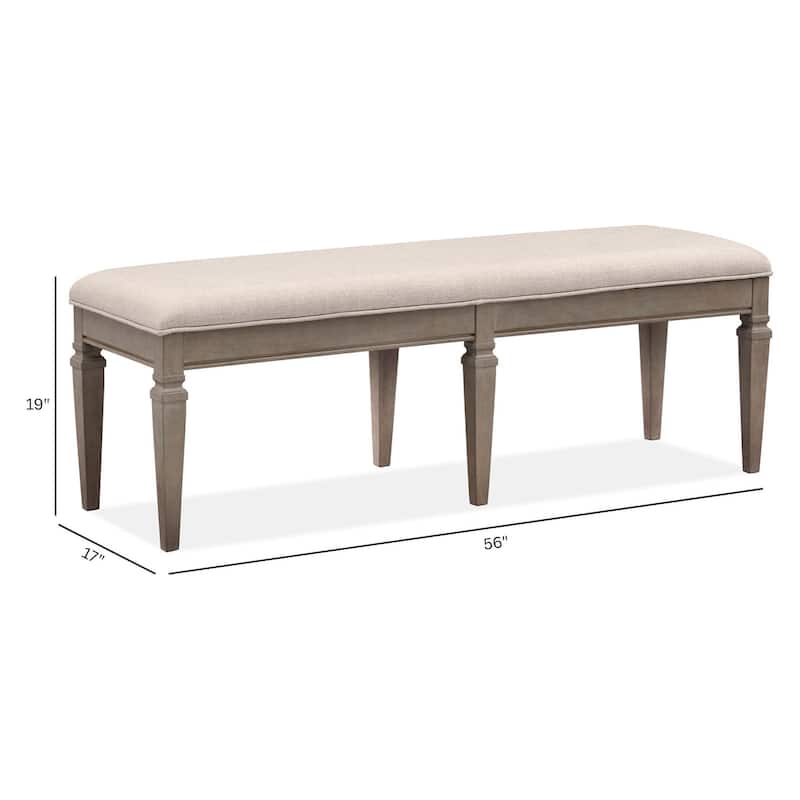 Magnussen Home Lancaster Dovetail Grey Bench - 56''W x 17''D x 19''H