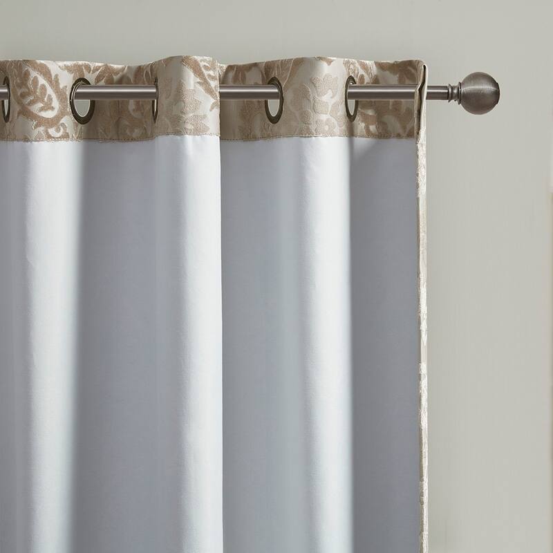 Knitted Jacquard Paisley Total Blackout Grommet Top Curtain Panel(Only 1 Pc Panel)