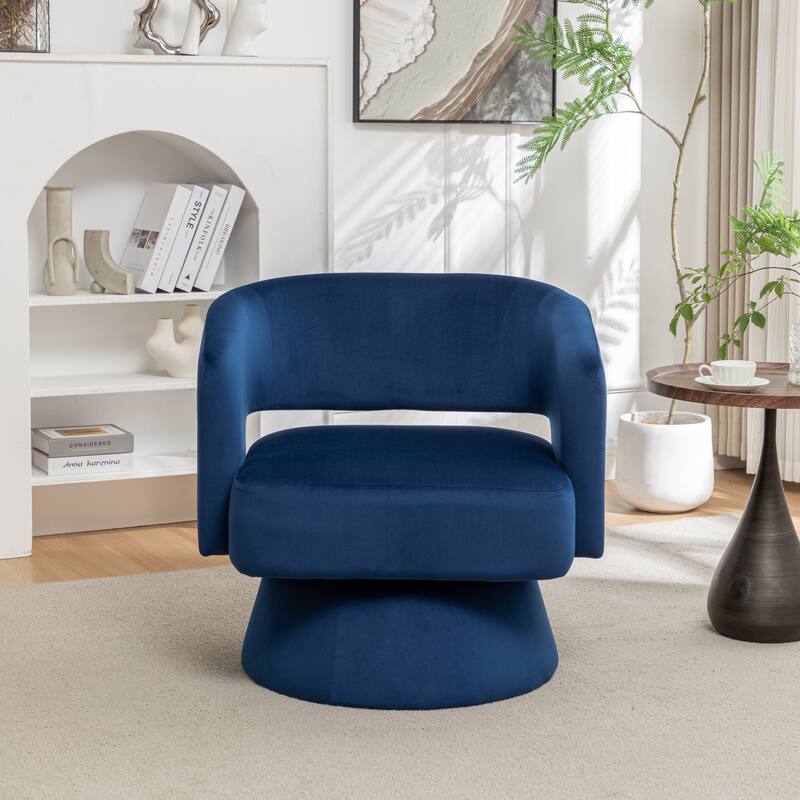 Swivel Barrel Chair,Velvet Accent Armchair 360 Degree Swivel Club Chair for Living Room Bedroom Reception Room
