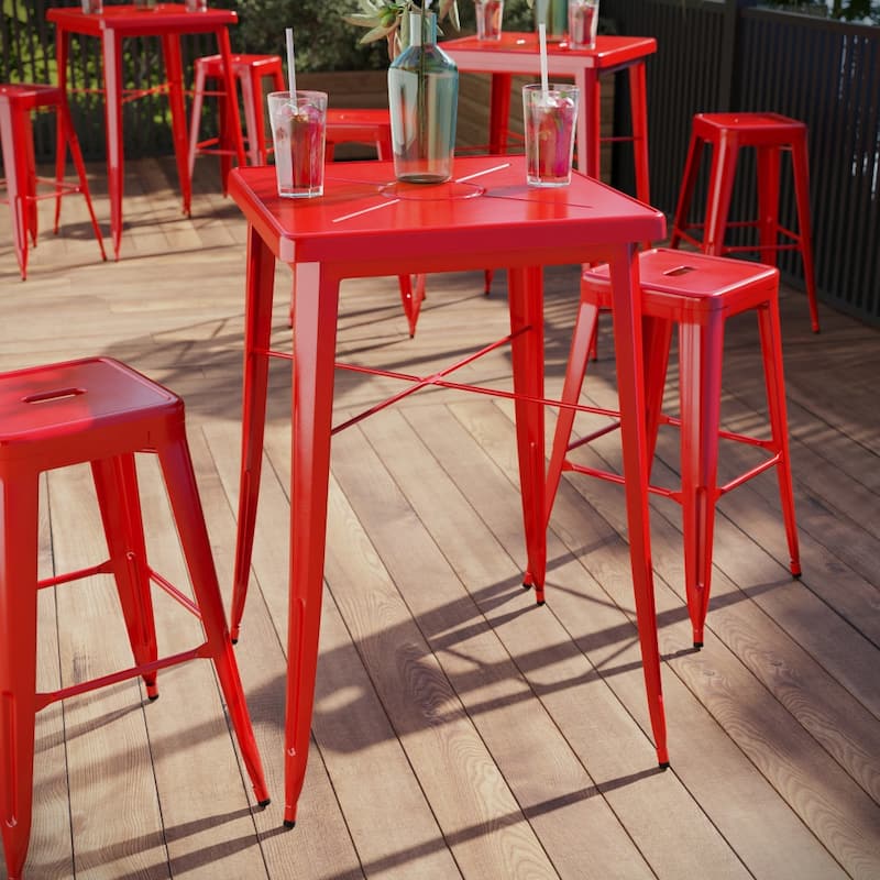 23.75'' Square Metal Indoor-Outdoor Bar Height Table
