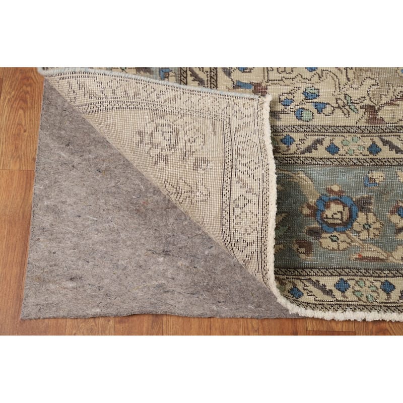 Floral Tabriz Persian Area Rug Hand-Knotted Light Blue Wool Carpet - 8'3"x 11'2"