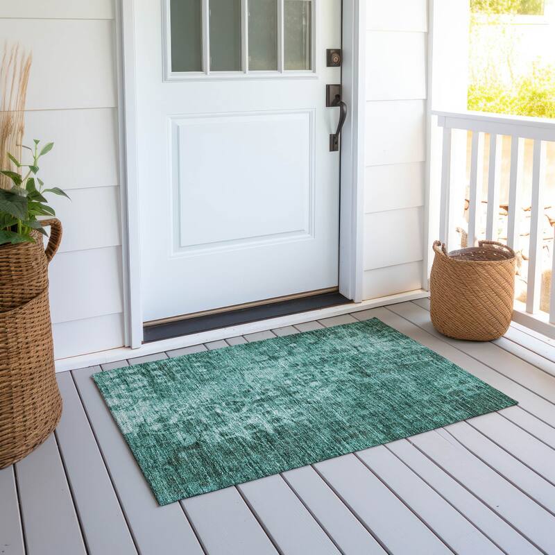 Machine Washable Indoor/ Outdoor Chantille Abstract Modern Rug