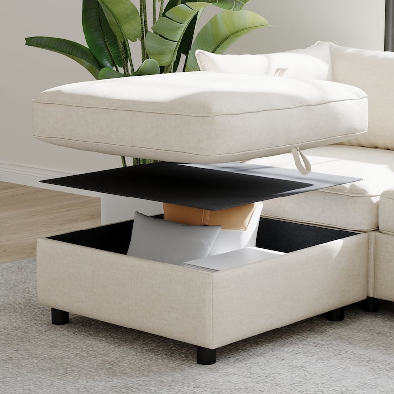 Christopher Knight Home - Tobias Space-Saving Mid-Century Modern Sofa with Chaise and Hidden Storage
